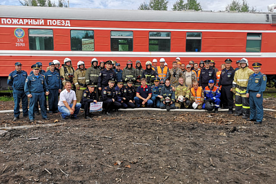 Пожарный поезд из «огненного июля» стал частью масштабных областных учений